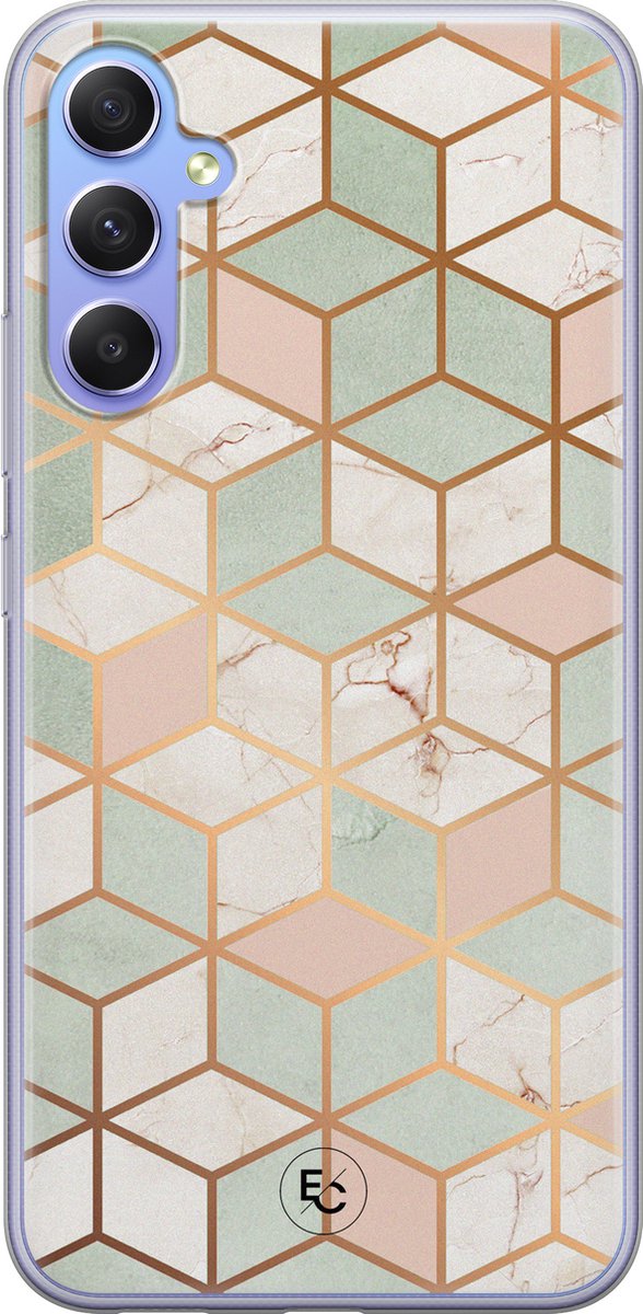 Hoesje geschikt voor Samsung Galaxy A34 - Pastel Kubus - Soft Case - TPU - Print - Multi - ELLECHIQ