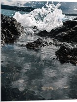 Acrylglas - Zee - Stenen - Water - Druppels - Spetters - 60x80 cm Foto op Acrylglas (Met Ophangsysteem)
