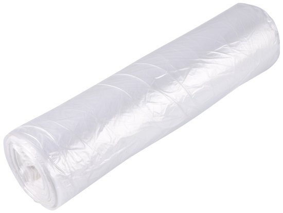 Rouleau de film plastique transparent et nervuré, fermement enroulé.