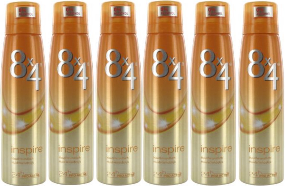 8x4 Inspire Deodorant Spray - 6 x 150 ml - Voordeelverpakking