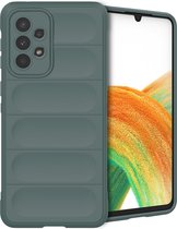 iMoshion Hoesje Geschikt voor Samsung Galaxy A33 Hoesje Siliconen - iMoshion EasyGrip Backcover - Donkergroen