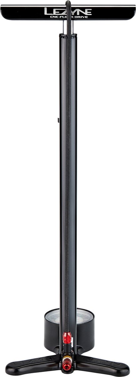 Lezyne CNC Floor Drive Vloerpomp – Vloerpomp – Extra lang – 15 bar maximale druk – Manometer – 8,9cm – Stevige slang – Staande pomp – Zwart