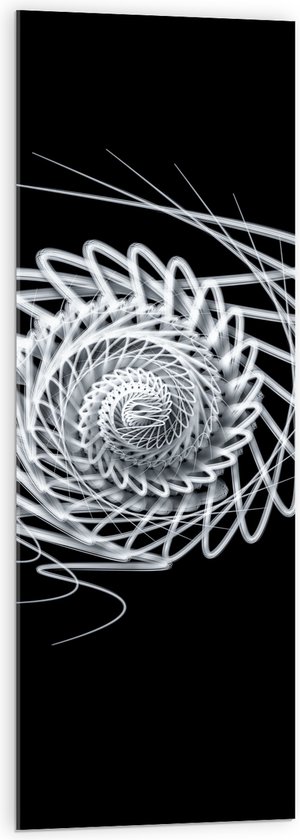 Acrylglas - Zwart - Wit - Lijnen - Vorm - Rondje - 40x120 cm Foto op Acrylglas (Met Ophangsysteem)