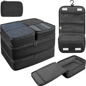 Basila® Packing Cubes - 8 Delig - Travel Organizer - Toilettas met Haak - Kleding Organizer - Zwart - Packing Cube - Packing Cube Backpack