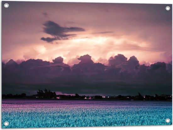 Tuinposter – Zonsondergang - Landschap - Wolken - Kleuren - 80x60 cm Foto op Tuinposter (wanddecoratie voor buiten en binnen)