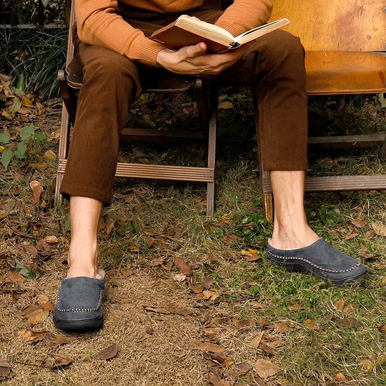 Pantoufles femmes Homme - Pantoufles - Mocassins - Grijs - Antidérapants - Taille 46/47 - Comfeet