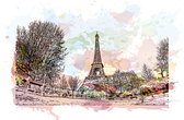 Fotobehang Parijs Eiffeltoren - Vliesbehang - 312 x 219 cm