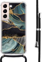 Casevibes - Telefoonhoesje met koord - Geschikt voor Samsung S22 - Marble Jade Stone - Groen - Marmer