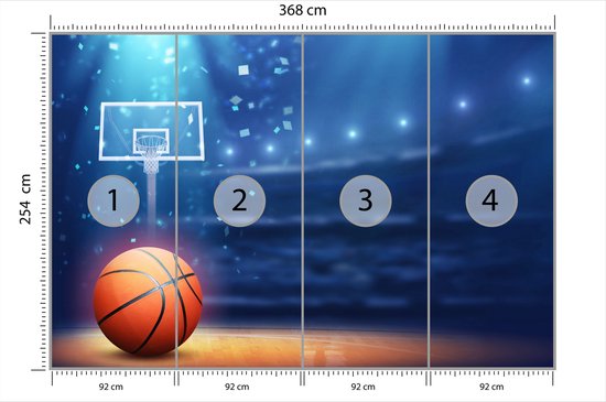 Papier peint photo Basketbal dans le stade - Papier peint non tissé - 368 x 254 cm