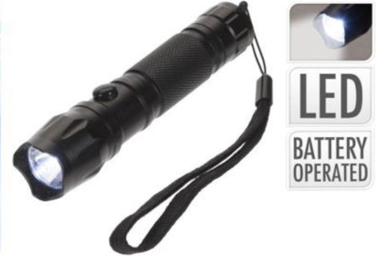 FX Light - Zaklamp LED van Metaal - Militair Design - 11 cm - Zwart