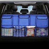 Kofferbakorganizer, auto, opbergtas met 9 zakken, kofferbaktas auto met sterke elastische toverststructuur voor SUV (blauw, 108 x 52 cm)