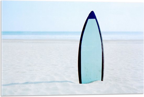 Acrylglas - Zee - Strand - Zand - Surfen - Surfplank - Hobby - 75x50 cm Foto op Acrylglas (Met Ophangsysteem)