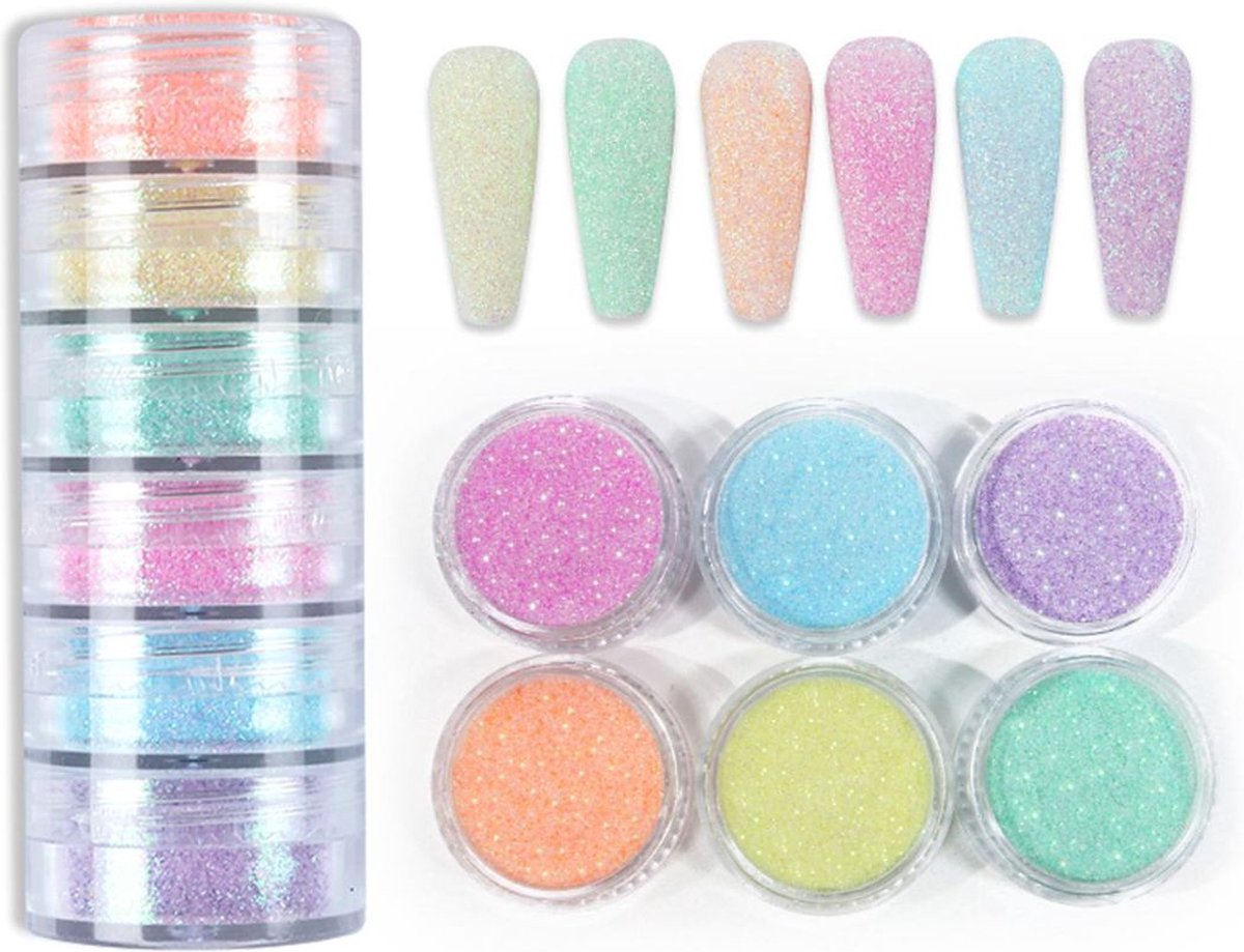 Goedkoopste GUAPÀ® Nagel Glitter Poeder | Nail Art | Nagel Decoratie | Sugar powder Nails | Nagelversiering | Rhinestones | nagel glitters | 6 diverse glitters sugar