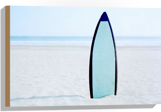 Hout - Zee - Strand - Zand - Surfen - Surfplank - Hobby - 60x40 cm - 9 mm dik - Foto op Hout (Met Ophangsysteem)