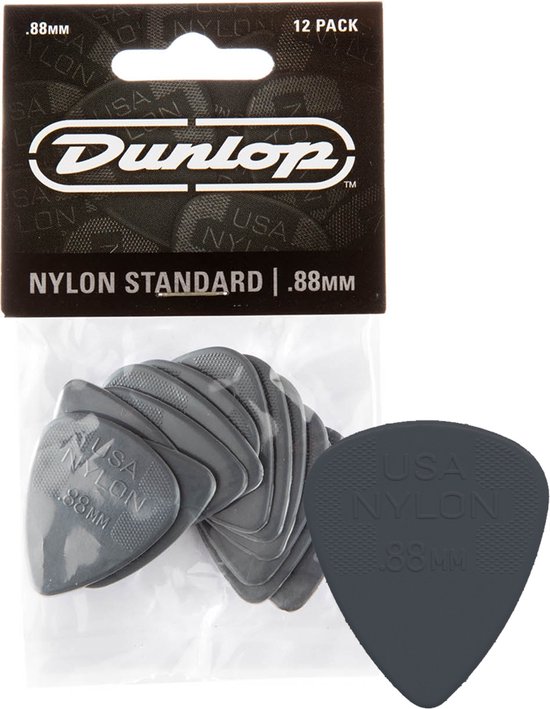 Lot 24 Médiators Guitare Dunlop Nylon 0.88mm Gris Foncé - Boîte Métallique
