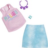 Barbie Vêtements Outfit ' Malibu' - Jupe bleue, haut rose, bracelet et collier - Accessoires de vêtements pour bébé
