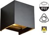 LED Wandlamp Cube 2x3 Watt | 3000K Warm Wit | 2x 270 Lumen | Dimbaar | IP65 | Zwart