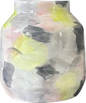 vase de déclaration avec fleurs artificielles - vase en céramique peint de couleurs vives - 3 pièces grandes fausses fleurs magnolias - cadeau d'anniversaire femme - coffret cadeau femme