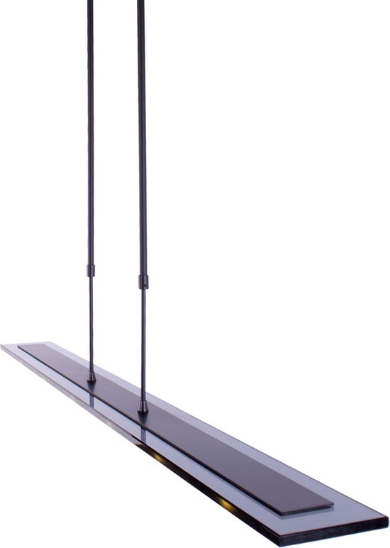 Suspension orientable Vigo | Noir | verre / métal | 100 cm de long | hauteur réglable jusqu'à 145 cm | lampe de table à manger | design contemporain