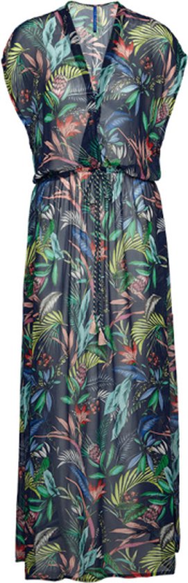 Lange strandjurk met tie-dyeprint - GROEN - 27.00