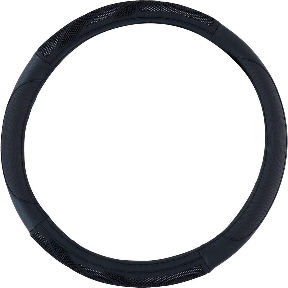 All Ride Stuurhoes Auto 38CM - Geschikt voor Stuurwielen 37-39CM - Comfortabele Grip - Anti-Slip - Auto Decoratie - Kunstleer - Zwart