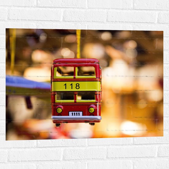 Muursticker - Miniatuur Dubbeldekker Bus - 80x60 cm Foto op Muursticker