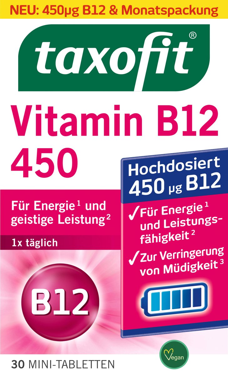 taxofit Vitamine B12 450 tabletten 30 stuks, 4,7 g