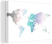 Canvas Wereldkaart - 60x40 - Wanddecoratie Wereldkaart - Abstract - Kleuren - Kids - Jongens - Meisjes