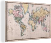 Canvas Wereldkaart - 150x100 - Wanddecoratie Wereldkaart - Vintage - Wereld - Kinderen - Jongens - Meisjes