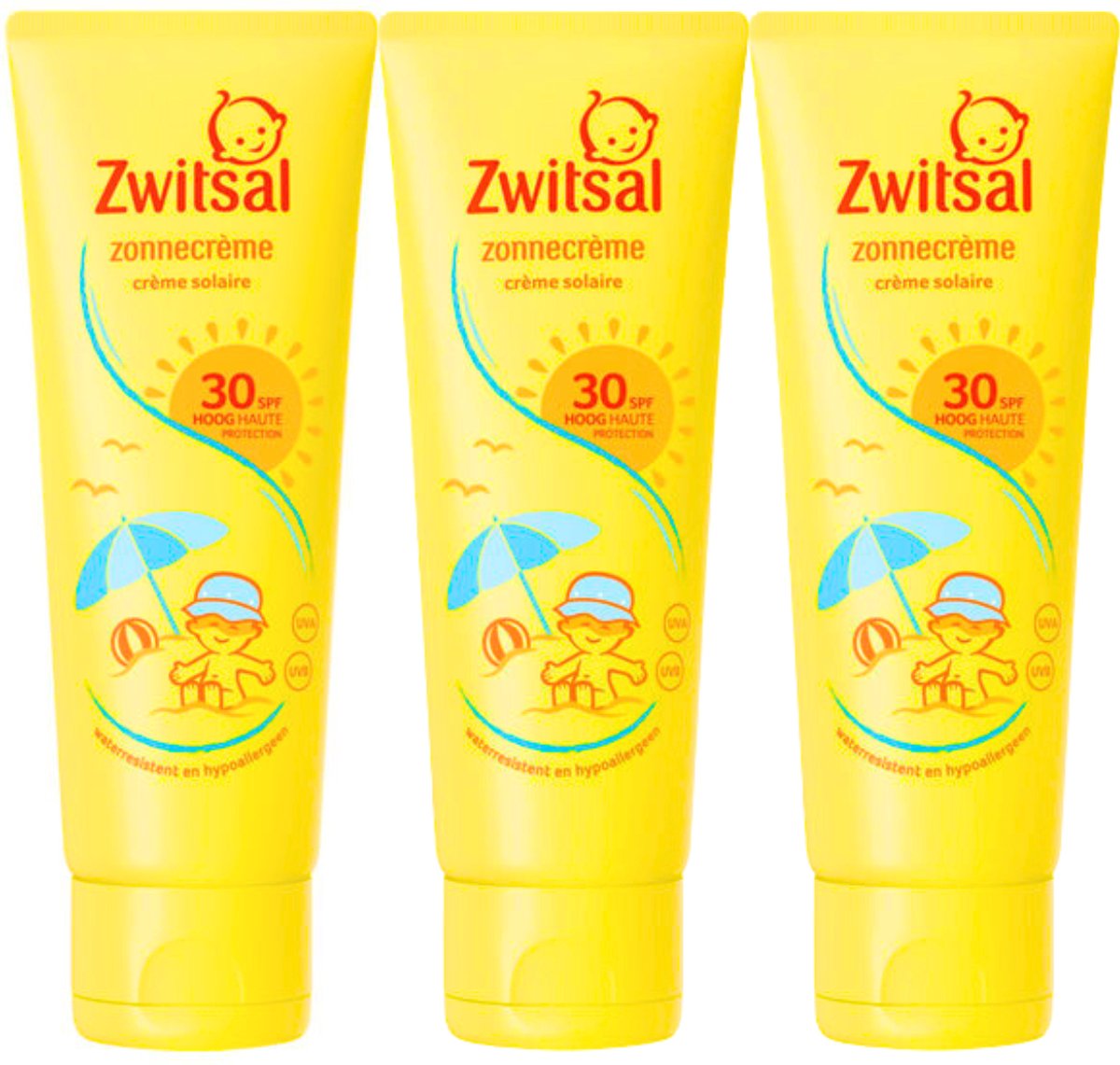 Zwitsal Kids Zonnecreme SPF30+ - Zonnebrand Creme - 3 x 75ml