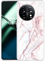 Cazy Hoesje geschikt voor OnePlus 11 White Pink Marble