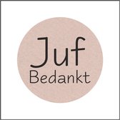 Sticker - "Juf Bedankt" - Etiketten - 40mm Rond - Bruin/Zwart - 500 Stuks