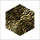 Sticker - "Zebra Print" - Etiketten - 50x45mm Hexagoon - Goud/Zwart - 500 Stuks