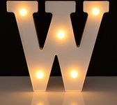 Lichtgevende Letter W - 22 cm - Wit - LED
