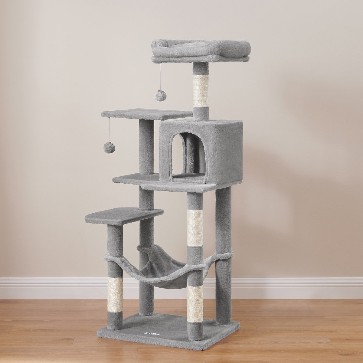 ACAZA Krabpaal - Krabpaal voor Grote Katten - Krabpaal voor Katten - 143 cm - Lichtgrijs - Kattenkrabpaal - Kattenboom - Krabpalen - Kattenhuis thumbnail 6