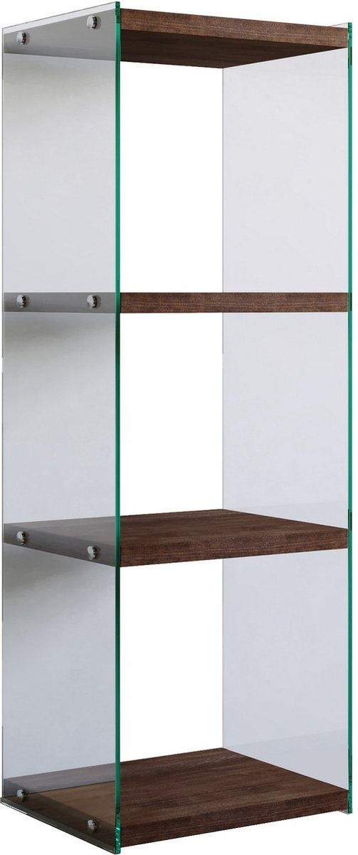 Skye Decor Boekenkast - Stijlvolle Walnoot - 40x120x35cm - Duurzaam Dennenhout - Elegant Glas