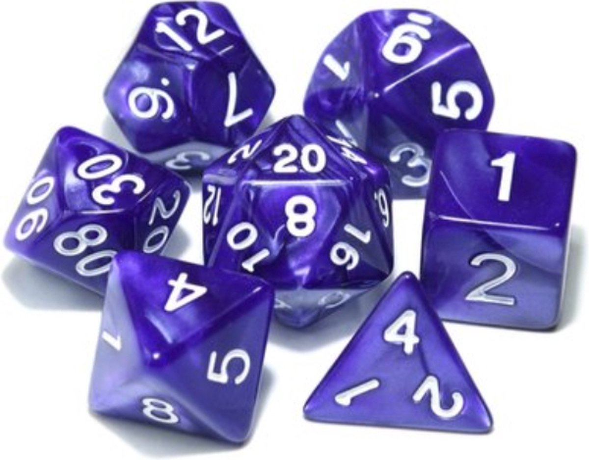 EPIN | Set van 7 Stuks | Polydice | Polyhedral | Dobbelstenen | Dungeons And Dragons | PAARS