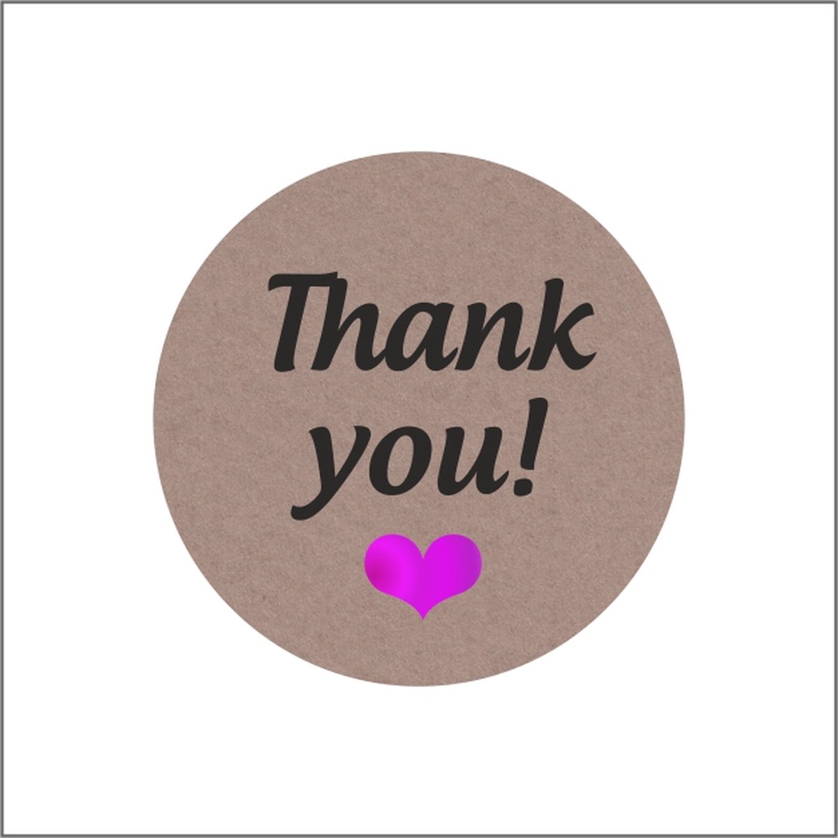 Thank you etiketten - 500 stuks - met een roze hartje
