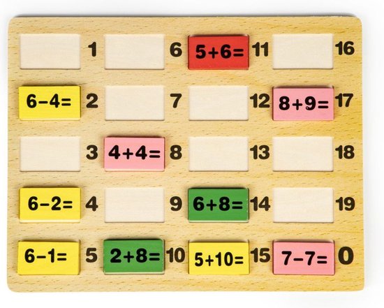 Ecotoys wiskundige blokken domino set - Leerzaam houten bord met gekleurde blokken voor kinderen vanaf 3 jaar - Educatief duurzaam speelgoed van Ecotoys — afbeelding 5