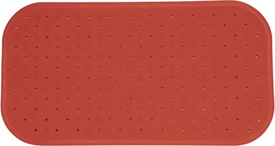 MSV Douche/bad anti-slip mat badkamer - rubber - terracotta - 36 x 76 cm - met zuignappen