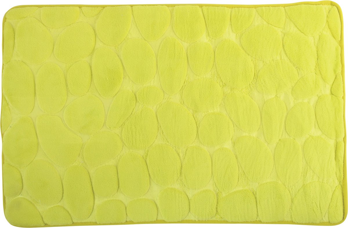 MSV Badkamerkleedje/badmat tapijt - kiezel motief - vloermat - appelgroen - 50 x 80 cm - laagpolig