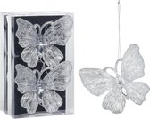Décoration de Noël Pendentifs de Noël papillons 4x-paillettes transparentes 15cm