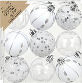 Inge Christmas Goodz luxe kerstballen- 18x - 6 cm -kunststof -zilver/wit