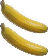 Kunstfruit decofruit - 2x - banaan/bananen - ongeveer 18 cm - geel - namaak fruit