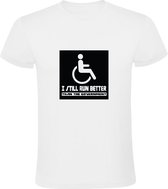 I still run better than the government Heren T-shirt - overheid - bestuur - rolstoel - grappig