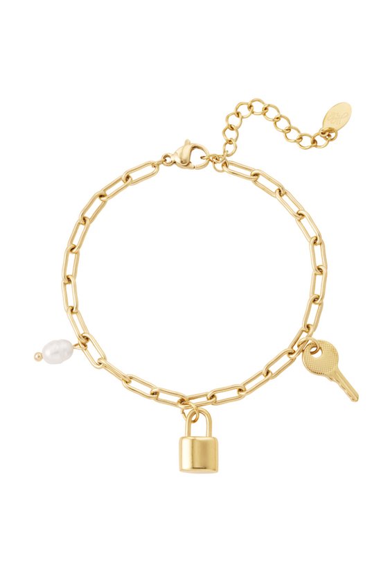 Yehwang Bracelets à maillons charms & perle - Acier Inoxydable