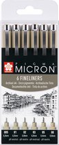 SAKURA Pigma Micron | Marqueurs fineliners noirs (6 pièces)