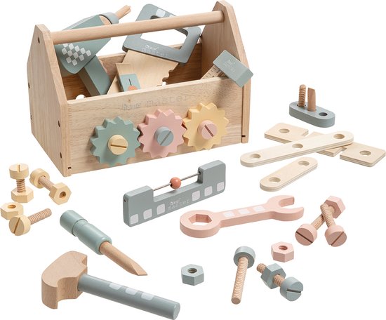 howa Boîte à outils en Jouets en bois avec 45 accessoires pour