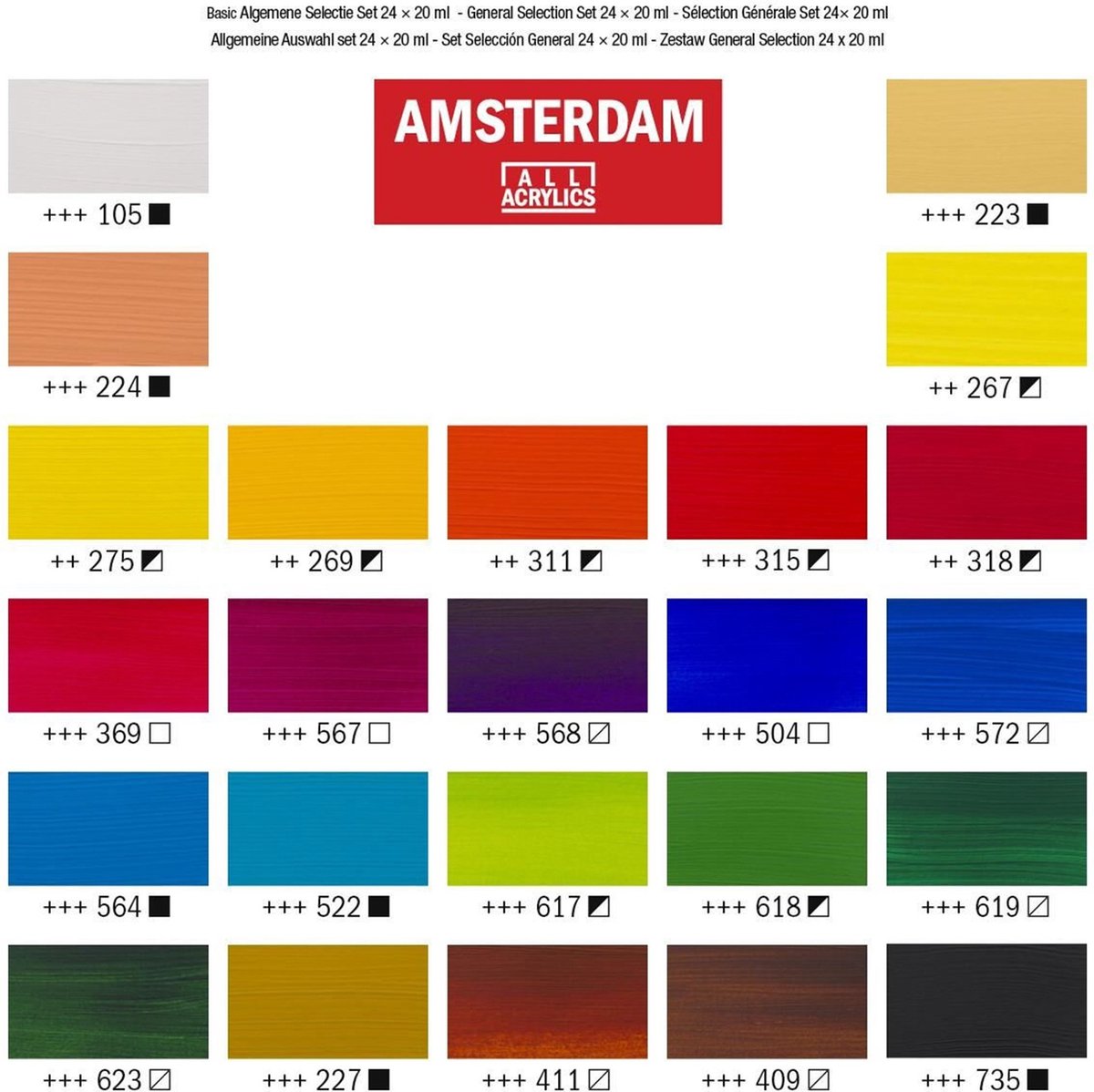 Amsterdam Standard Series acrylverf algemene selectie set | 24 × 20 ml — afbeelding 2