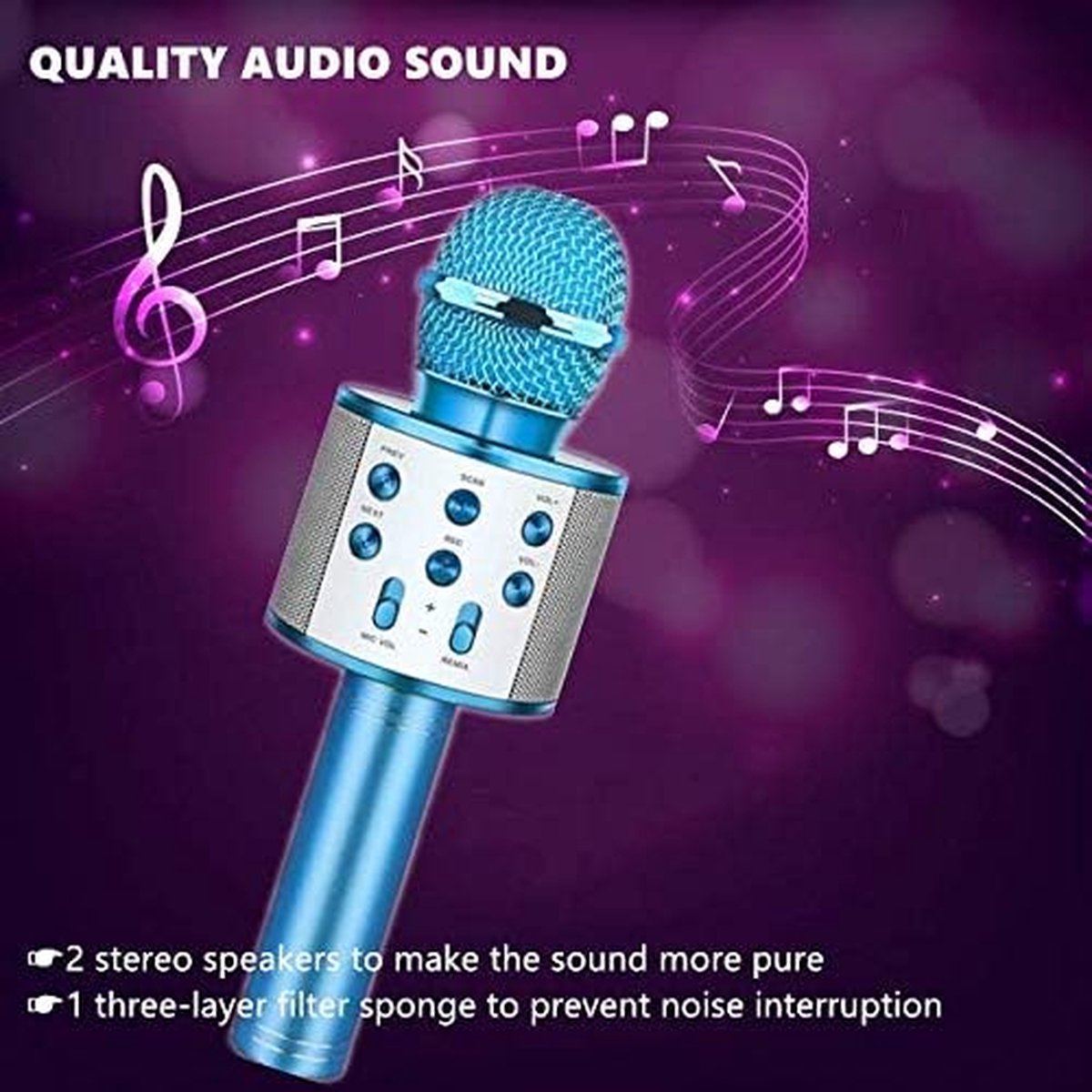 Kinderen Microfoon – Handheld Karaoke Microfoon Voor Meisjes En Jongens 5-12 Jaar – Leuk Speelgoed Voor Feestjes En Festivals, Blauw, 3,5mm Aansluiting, 150 Cm Kabel